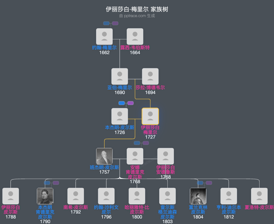 伊丽莎白·梅里尔家族树全览