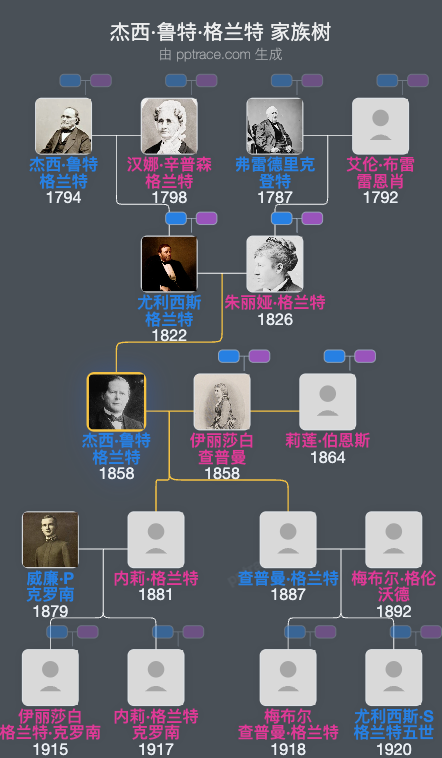 杰西·鲁特·格兰特家族树全览