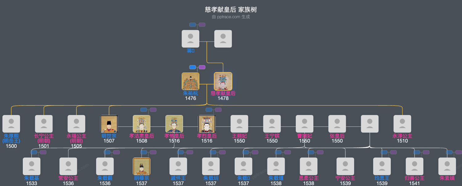 慈孝献皇后家族树全览