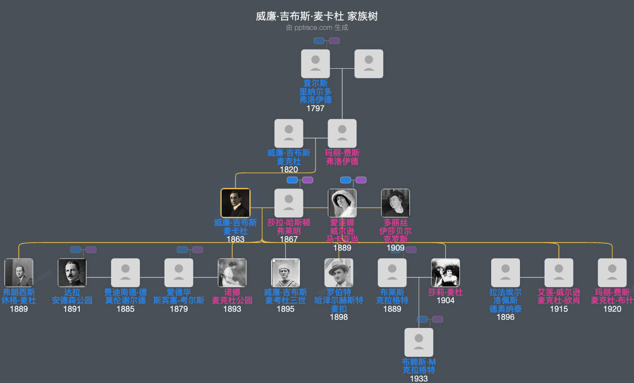 威廉·吉布斯·麦卡杜家族树全览