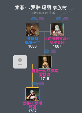 索菲·卡罗琳·玛丽家族树全览