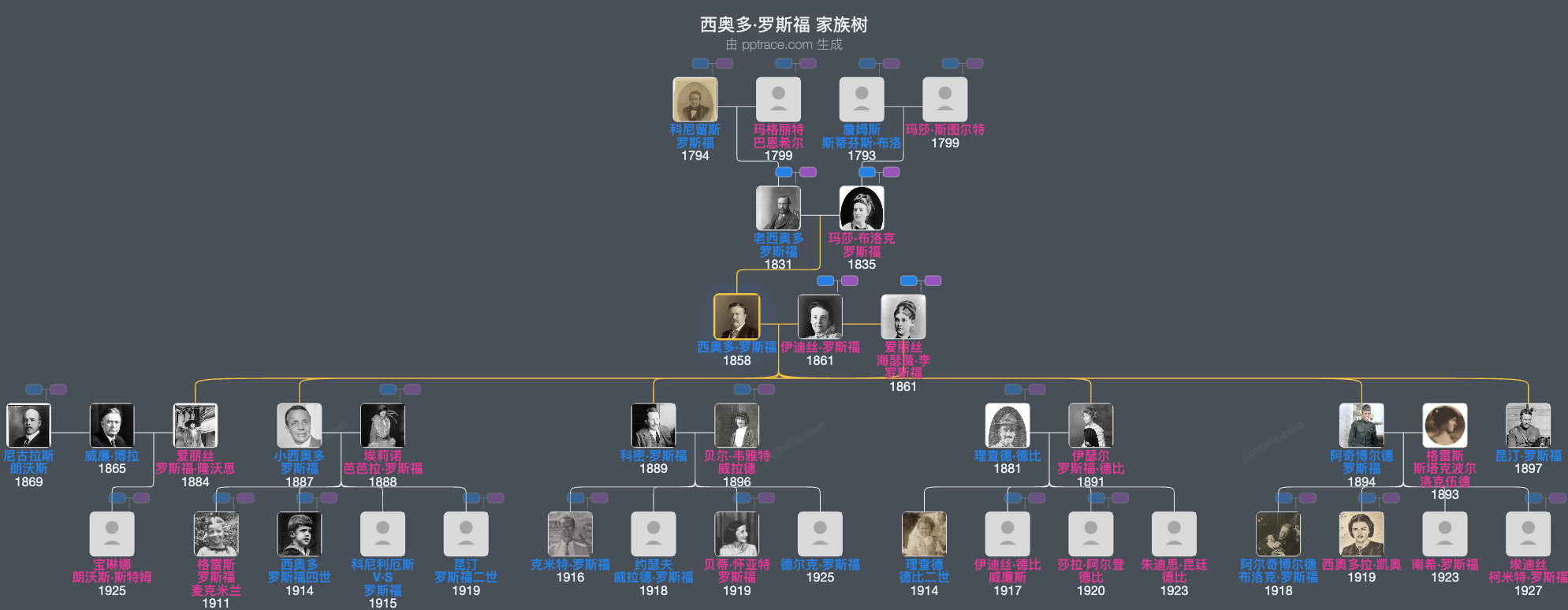 西奥多·罗斯福家族树全览