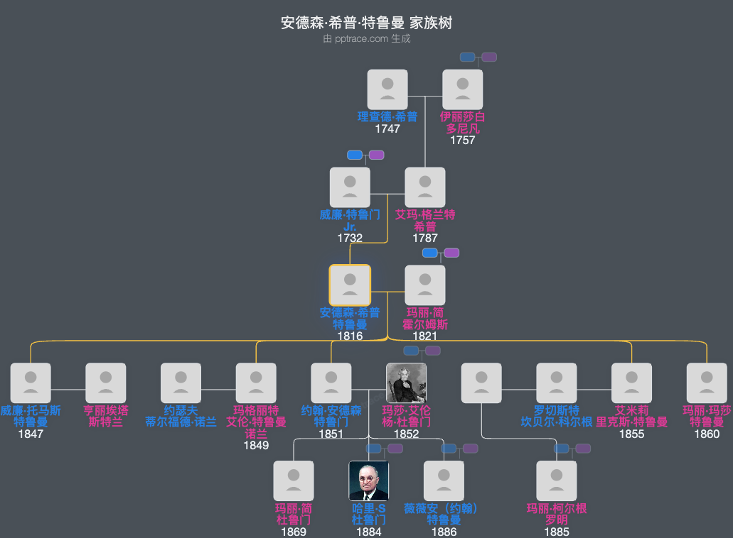 安德森·希普·特鲁曼家族树全览