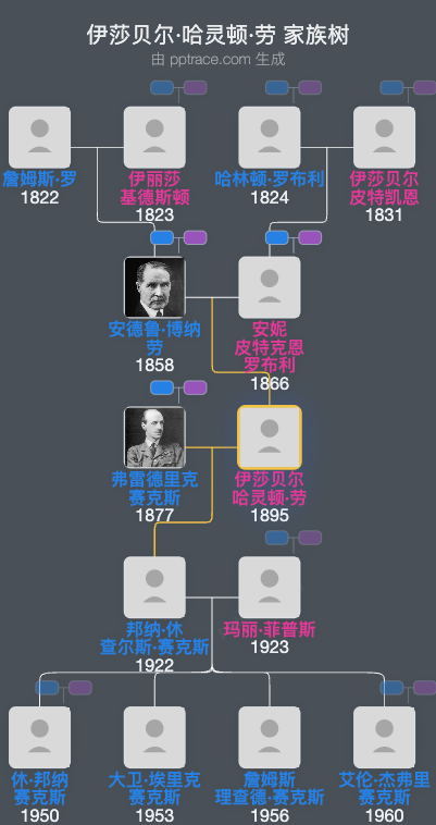 伊莎贝尔·哈灵顿·劳家族树全览