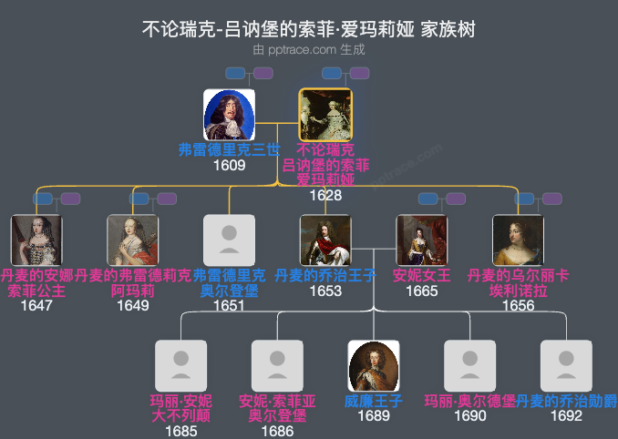 不论瑞克-吕讷堡的索菲·爱玛莉娅家族树全览