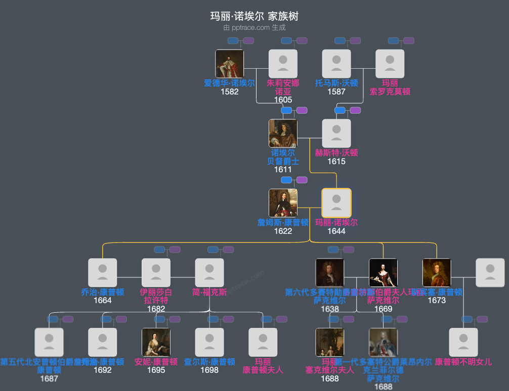 玛丽·诺埃尔家族树全览