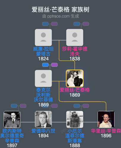 爱丽丝·芒泰格家族树全览
