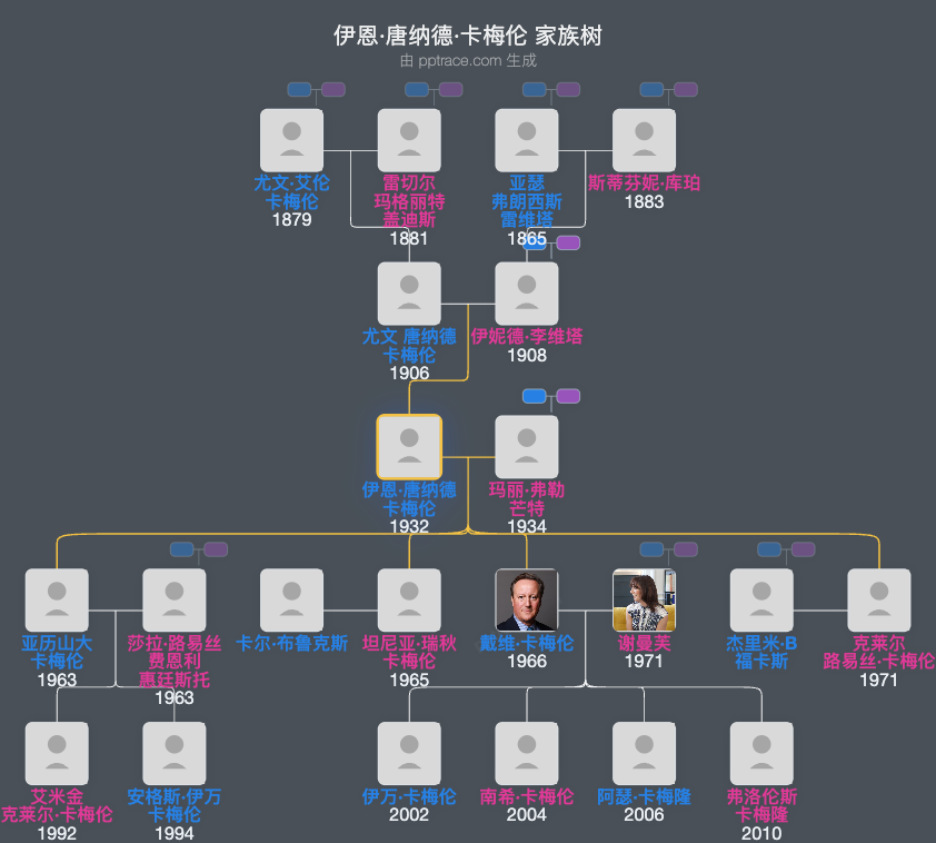 伊恩·唐纳德·卡梅伦家族树全览