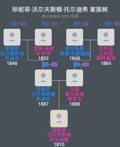 珍妮菲·沃尔夫斯顿·托尔迪弗家族树全览