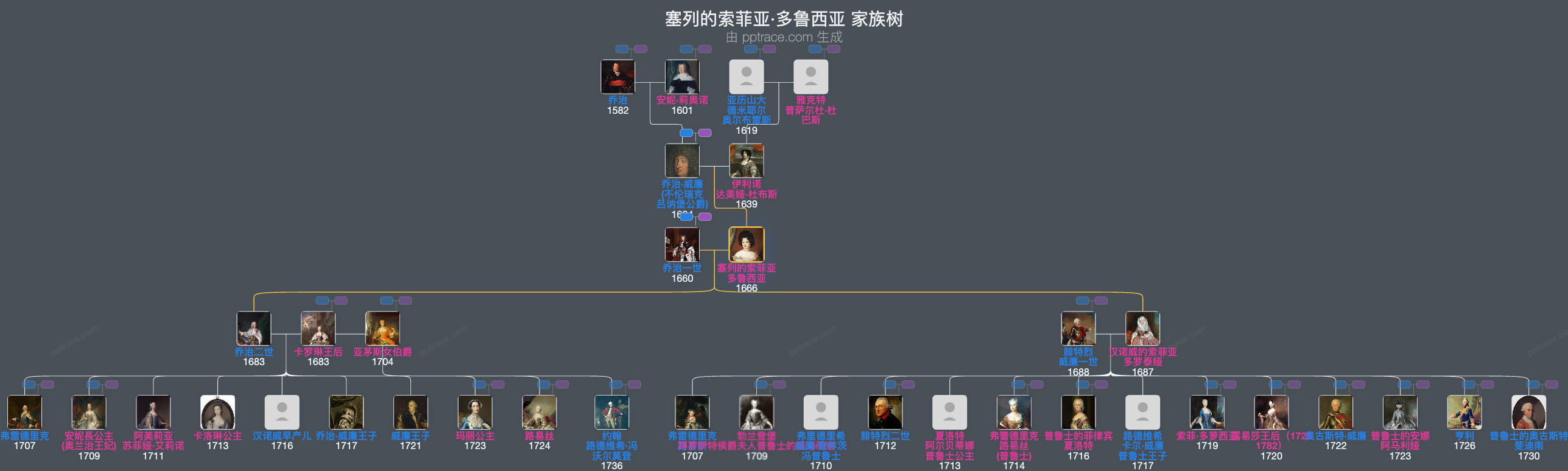 塞列的索菲亚·多鲁西亚家族树全览