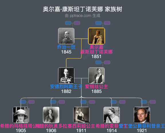 奥尔嘉·康斯坦丁诺芙娜家族树全览