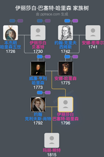 伊丽莎白·巴塞特·哈里森家族树全览