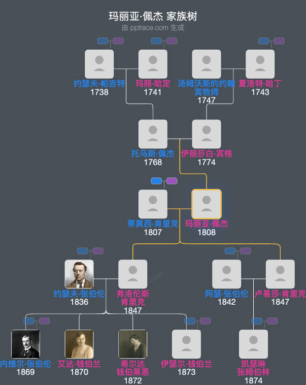 玛丽亚·佩杰家族树全览