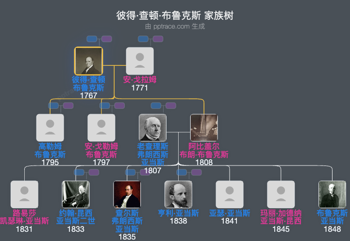 彼得·查顿·布鲁克斯家族树全览
