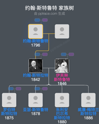 约翰·斯特鲁特，泰尔林格尔·普莱斯的第二代雷利男爵家族树全览