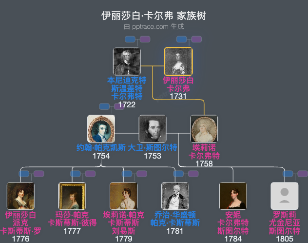 伊丽莎白·卡尔弗家族树全览