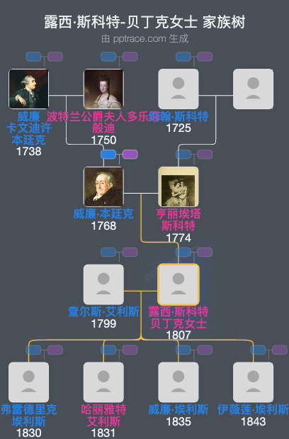 露西·斯科特-贝丁克女士家族树全览