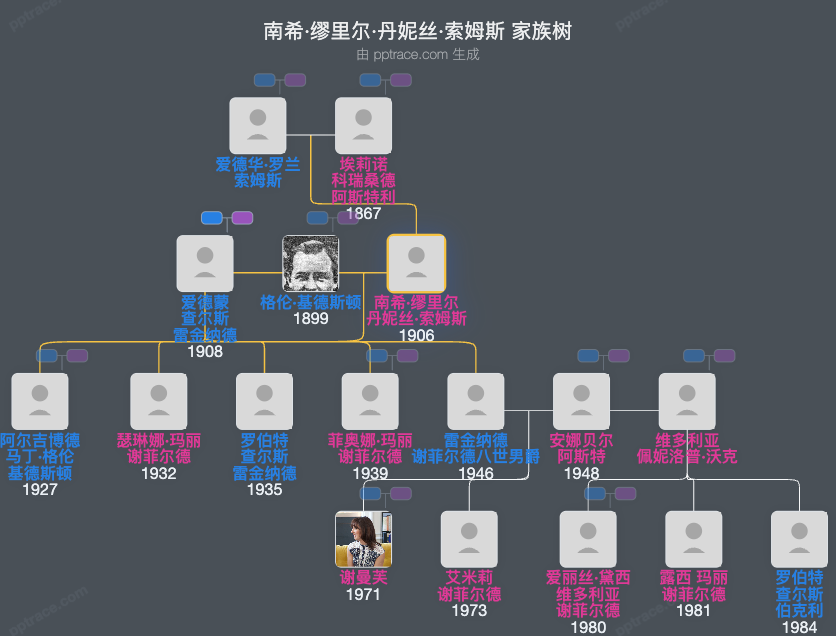 南希·缪里尔·丹妮丝·索姆斯家族树全览
