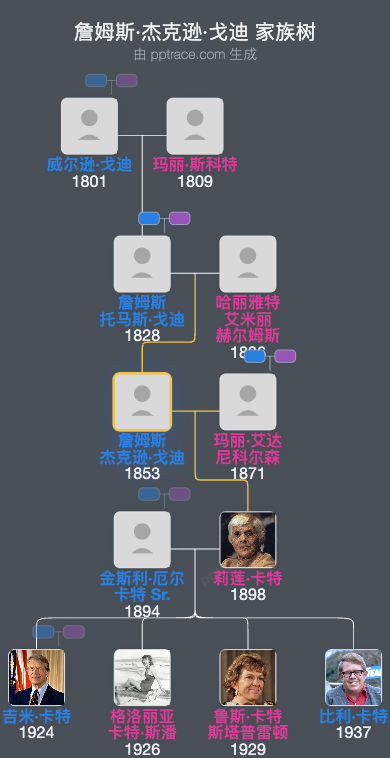 詹姆斯·杰克逊·戈迪家族树全览