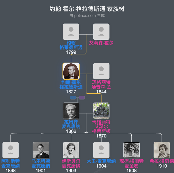 约翰·霍尔·格拉德斯通家族树全览