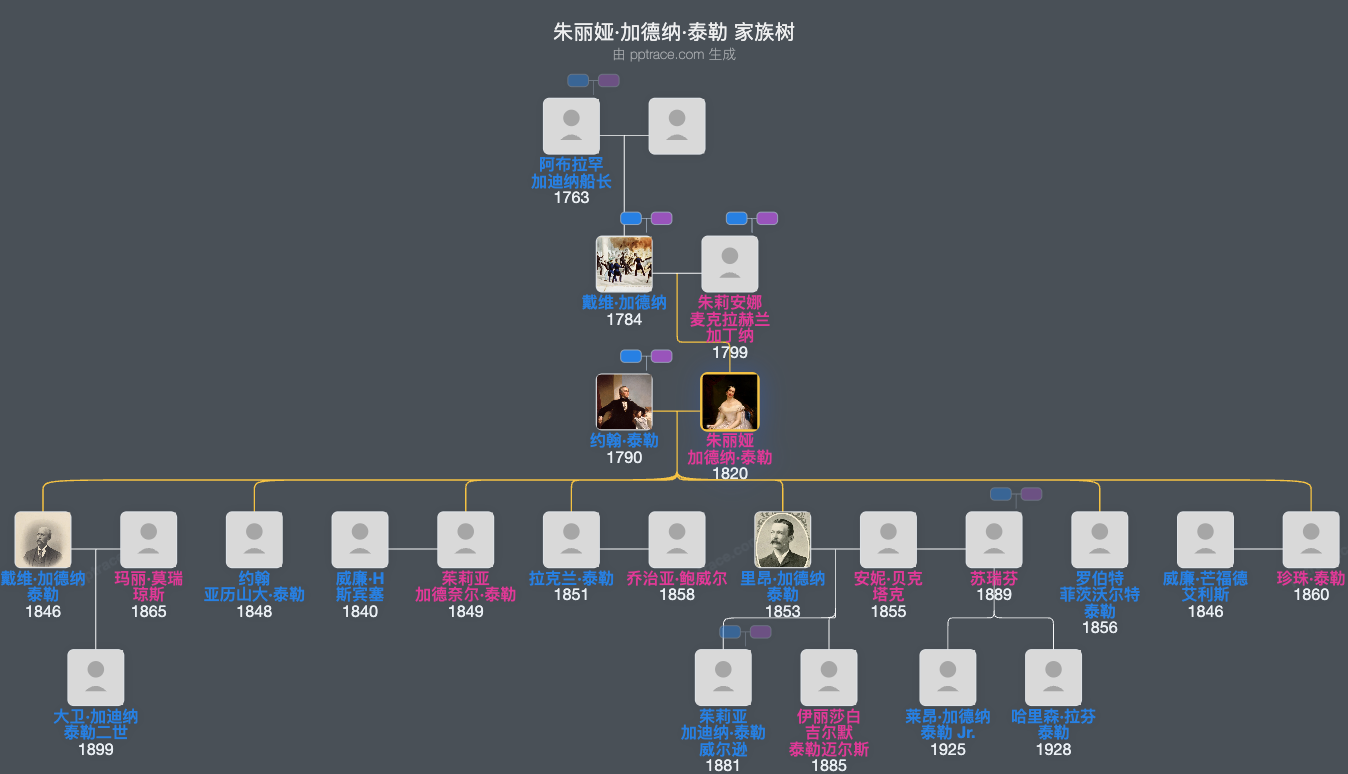 朱丽娅·加德纳·泰勒家族树全览