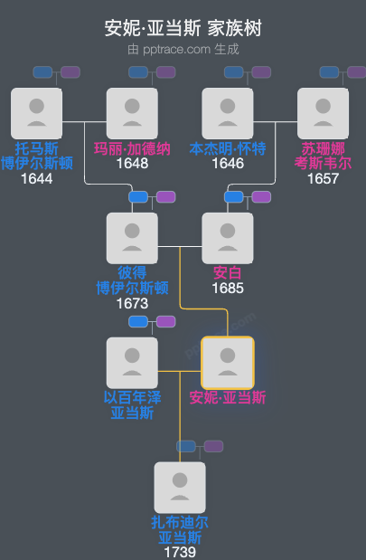 安妮·亚当斯家族树全览