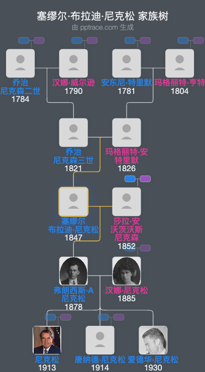 塞缪尔·布拉迪·尼克松家族树全览