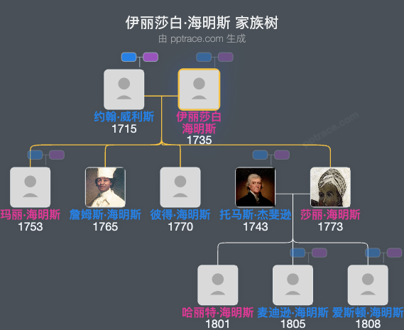 伊丽莎白·海明斯家族树全览