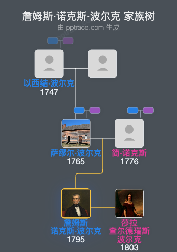 詹姆斯·诺克斯·波尔克家族树全览