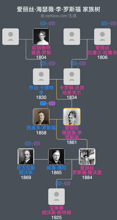 爱丽丝·海瑟薇·李·罗斯福家族树全览