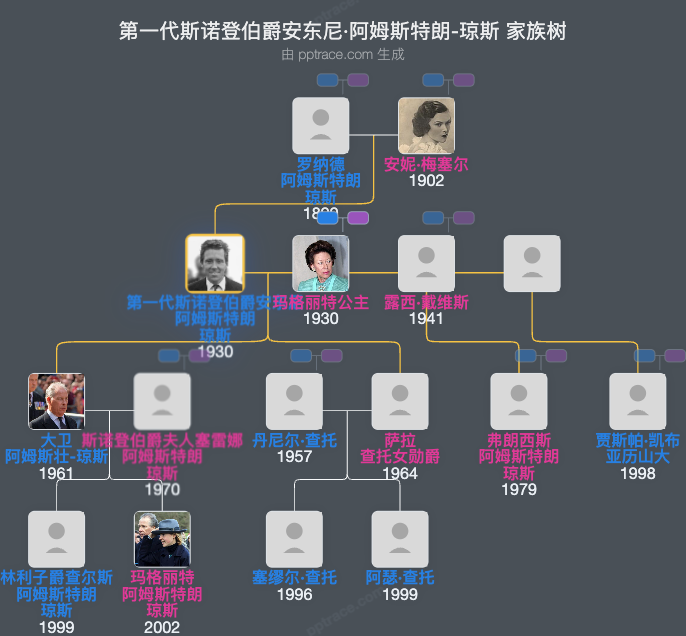 第一代斯诺登伯爵安东尼·阿姆斯特朗-琼斯家族树全览