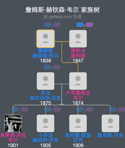 詹姆斯·赫钦森·韦尔家族树全览