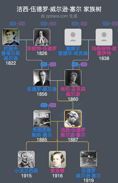 洁西·伍德罗·威尔逊·塞尔家族树全览