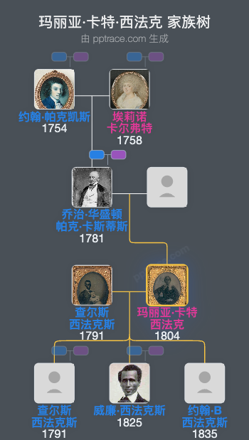 玛丽亚·卡特·西法克家族树全览