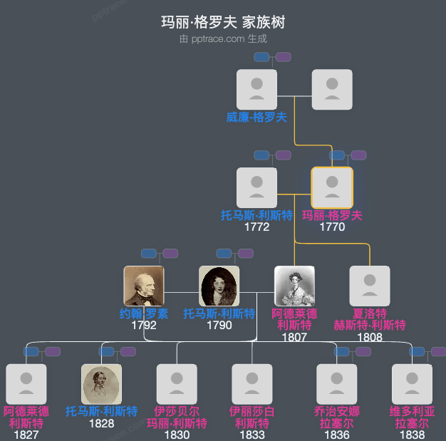 玛丽·格罗夫家族树全览