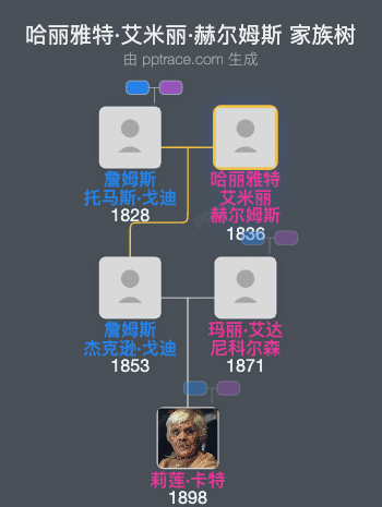 哈丽雅特·艾米丽·赫尔姆斯家族树全览