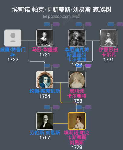 埃莉诺·帕克·卡斯蒂斯·刘易斯家族树全览