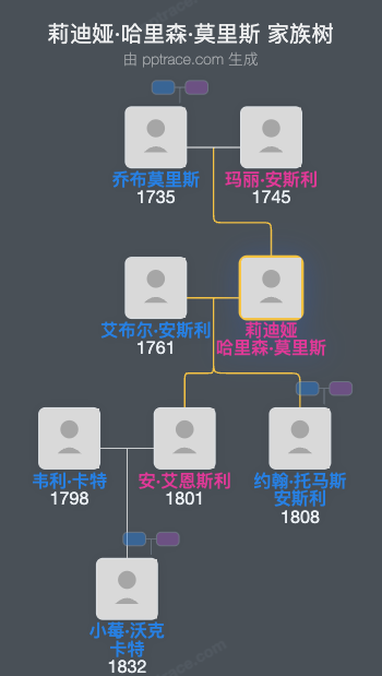 莉迪娅·哈里森·莫里斯家族树全览