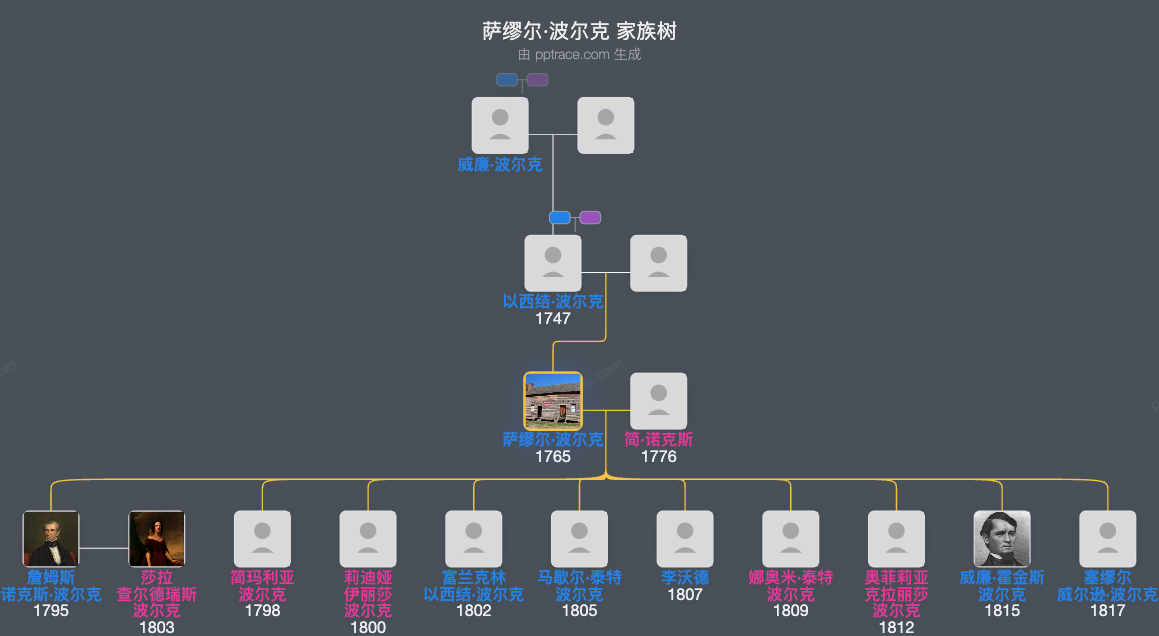 萨缪尔·波尔克家族树全览