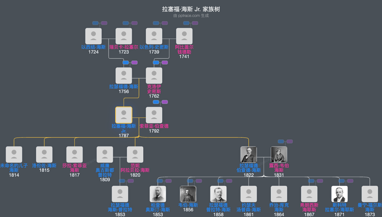 拉塞福·海斯 Jr.家族树全览