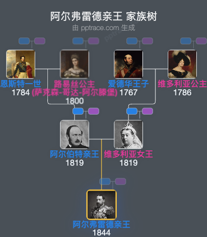 阿尔弗雷德亲王 家族树全览