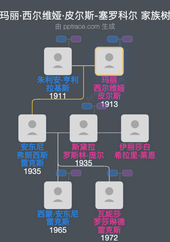 玛丽·西尔维娅·皮尔斯-塞罗科尔家族树全览