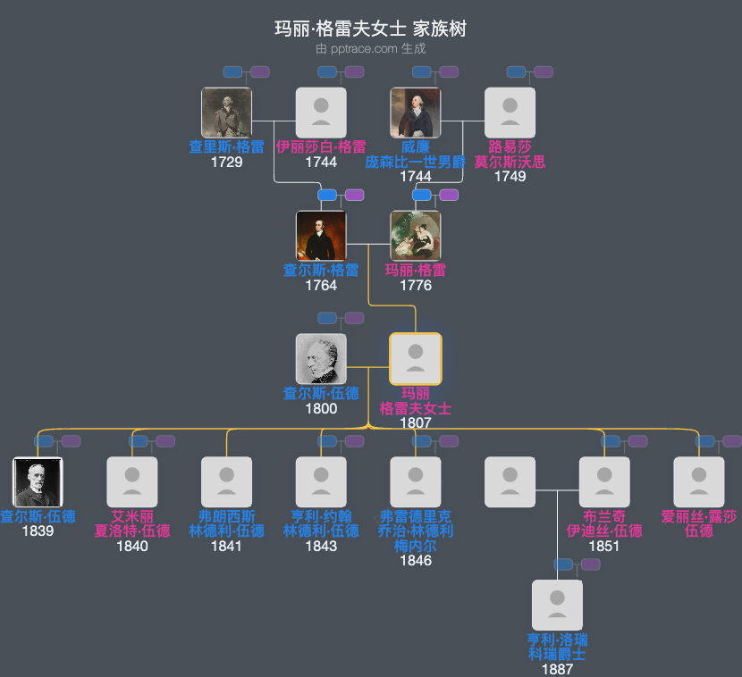 玛丽·格雷夫女士家族树全览